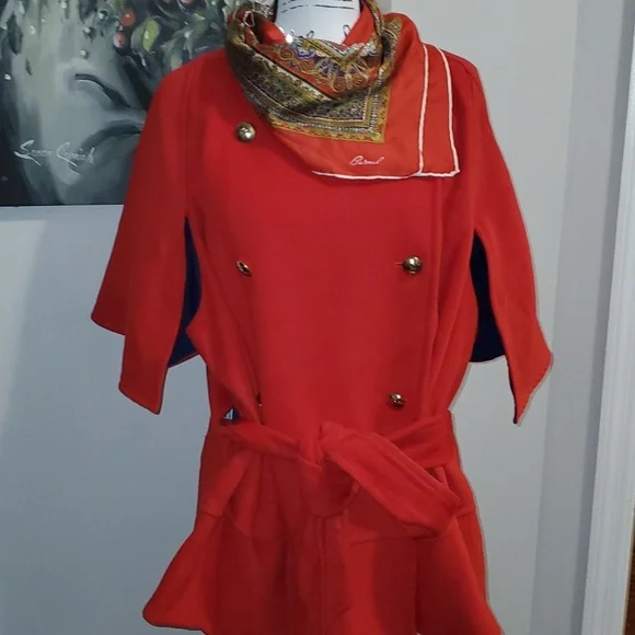 New Draper James X Eloquii Plus Size Red Cape Coat Size 18/20